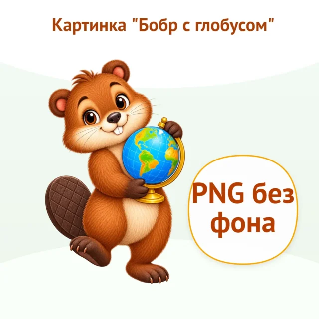 Картинка "Бобр с глобусом"