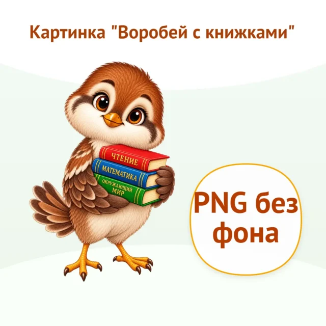 Картинка "Воробей с книжками"