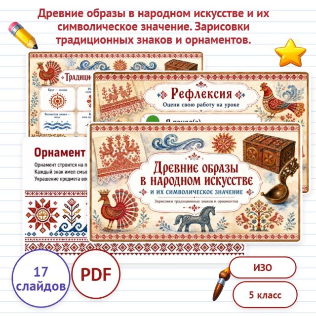 Древние образы в народном искусстве и их символическое значение. Зарисовки традиционных знаков и орнаментов