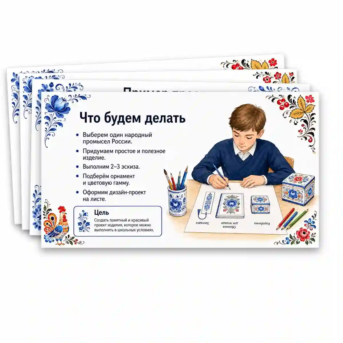 Практическая работа «Разработка дизайн-проекта изделия на основе мотивов народных промыслов (по выбору)» — изображение 4