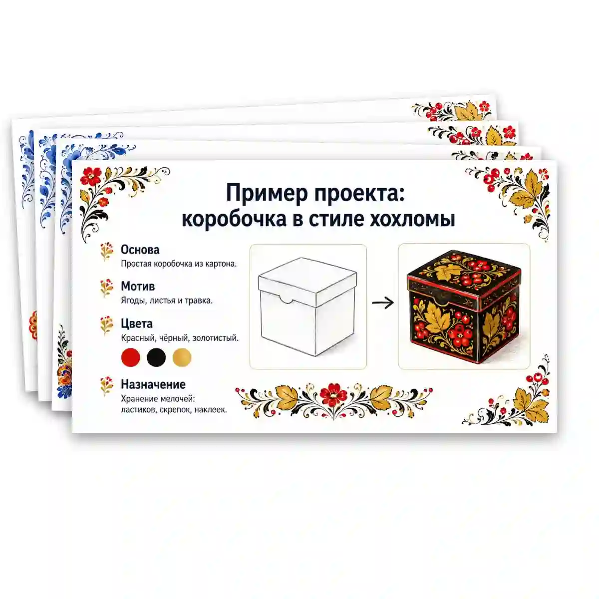 Практическая работа «Разработка дизайн-проекта изделия на основе мотивов народных промыслов (по выбору)» — изображение 10