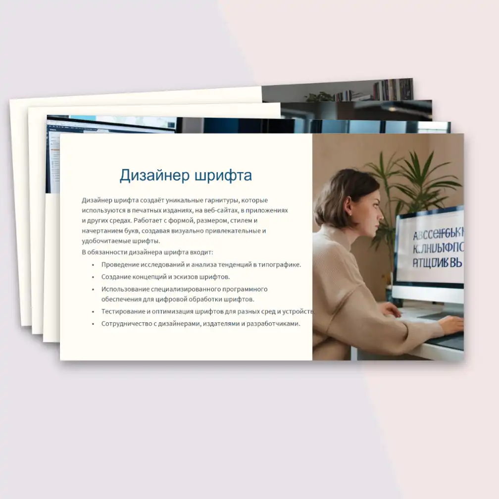 Презентация "Профессии, связанные с черчением, их востребованность на рынке труда: дизайнер шрифта, дизайнер-визуализатор, промышленный дизайнер и другие" — изображение 3