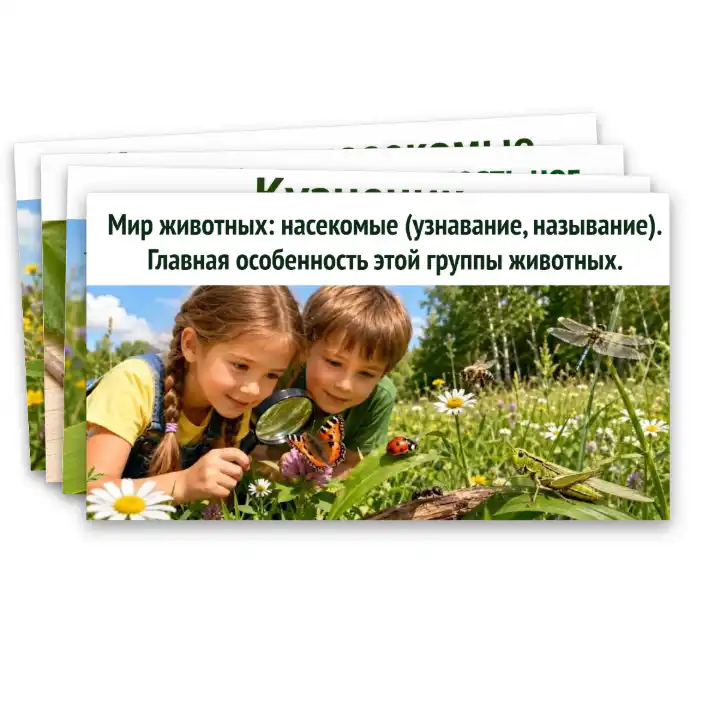 Мир животных: насекомые (узнавание, называние). Главная особенность этой группы животных